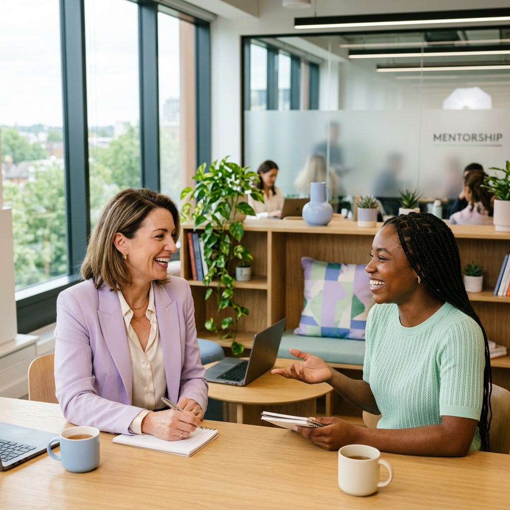 Daniela Voos en sesión de mentoría de negocios con mujer emprendedora